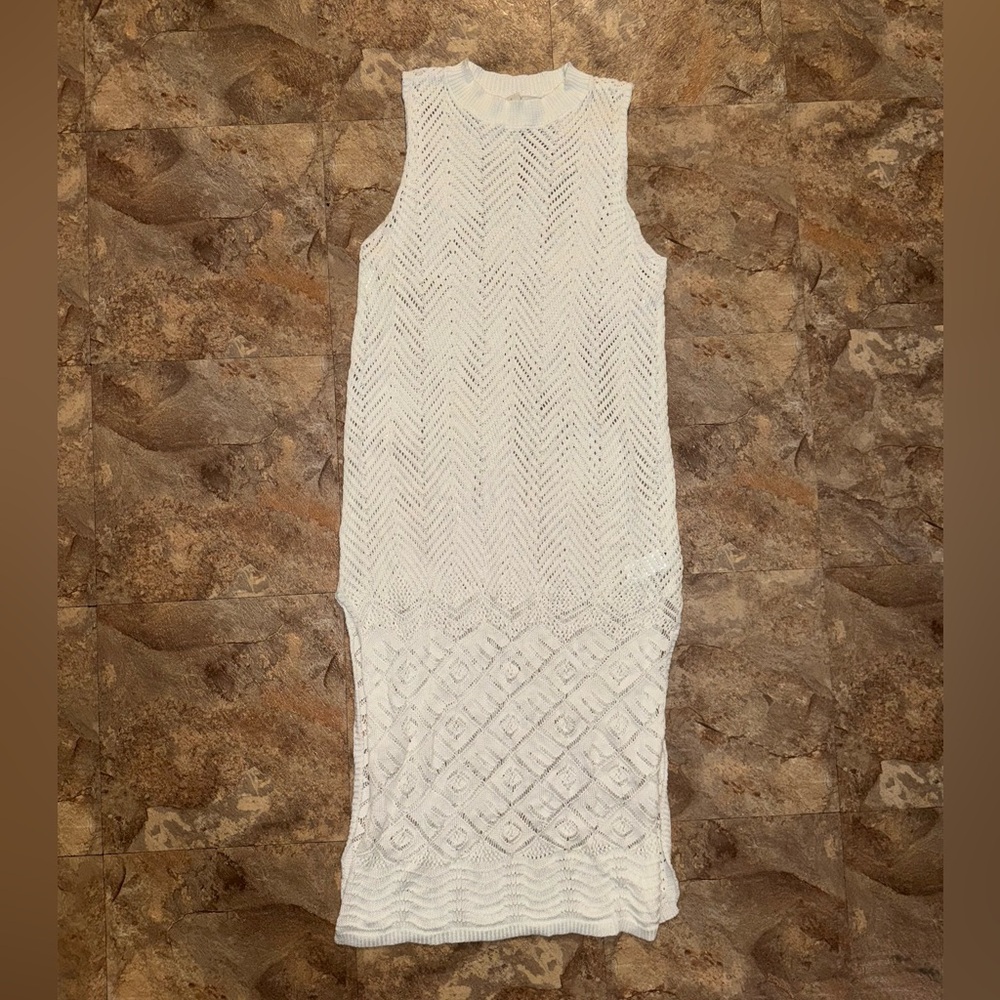 JOIE Crochet Kinit Midi Swim Cover Up Dress